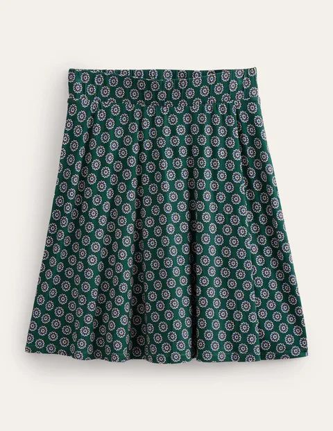 Jersey Wrap Mini Skirt Green Women Boden, Green, Sunflower Geo