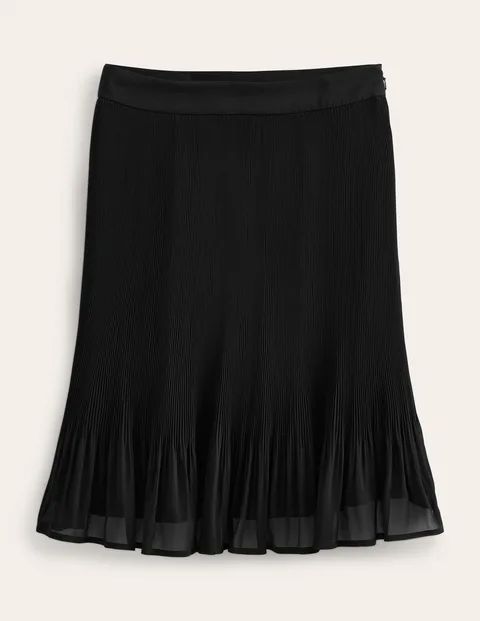 Knee Length Plisse Skirt Black Women Boden, Black
