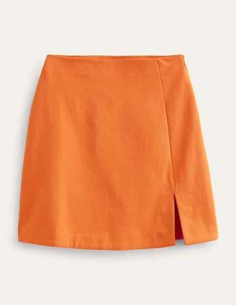 Side Split Jersey Mini Skirt Orange Women Boden, Kumquat