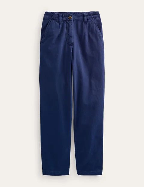 Casual Tapered Cotton Trousers Blue Women Boden, Night Blue