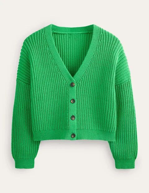 Oversized Ribbed Cardigan Green Women Boden, Bright Green