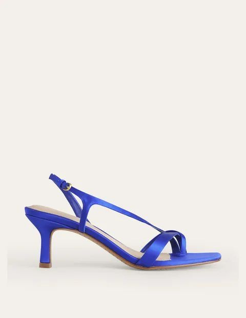 Satin Low-Heeled Sandals Blue Women Boden, Bright Blue