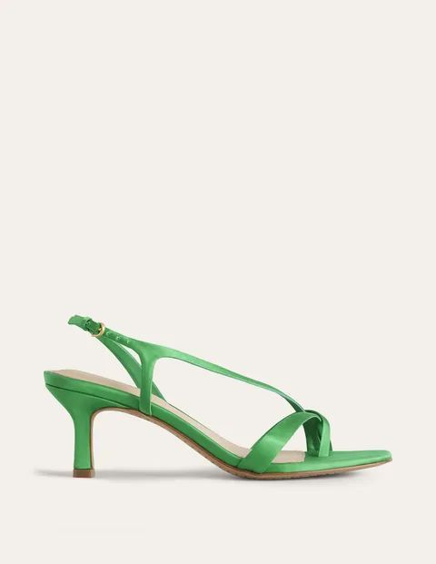 Satin Low-Heeled Sandals Green Women Boden, Green Pepper