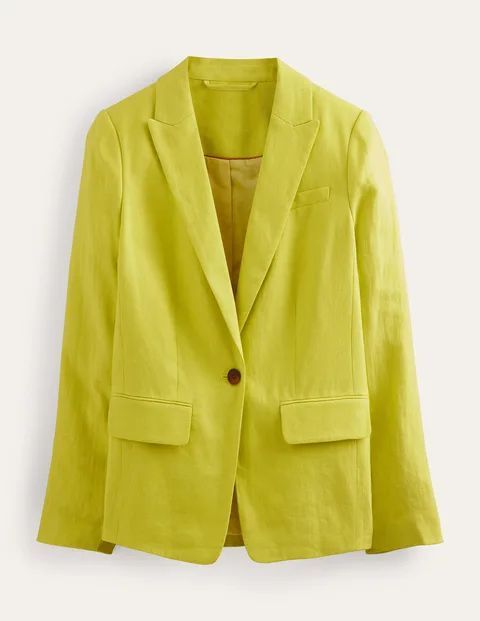 The Cambridge Linen Blazer Yellow Women Boden, CITRUS