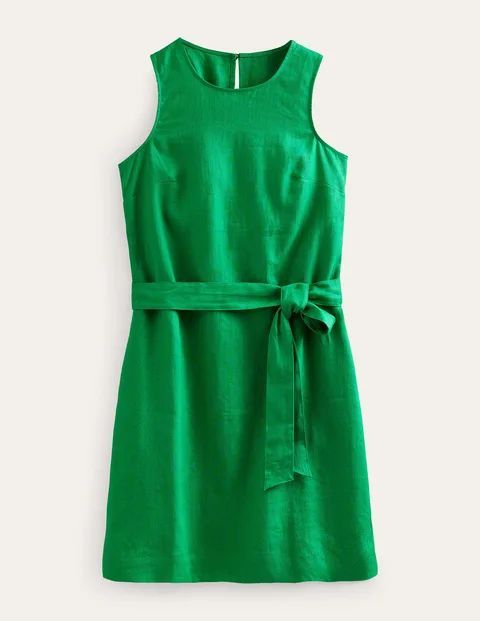 Sleeveless Linen Dress Green Women Boden, Rich Emerald
