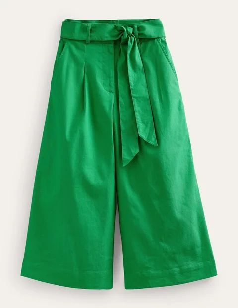 Cropped Wide-Leg Trousers Green Women Boden, Rich Emerald
