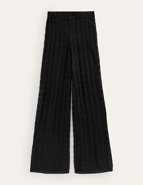 Knitted Beach Trousers Black Women Boden, Metallic Black