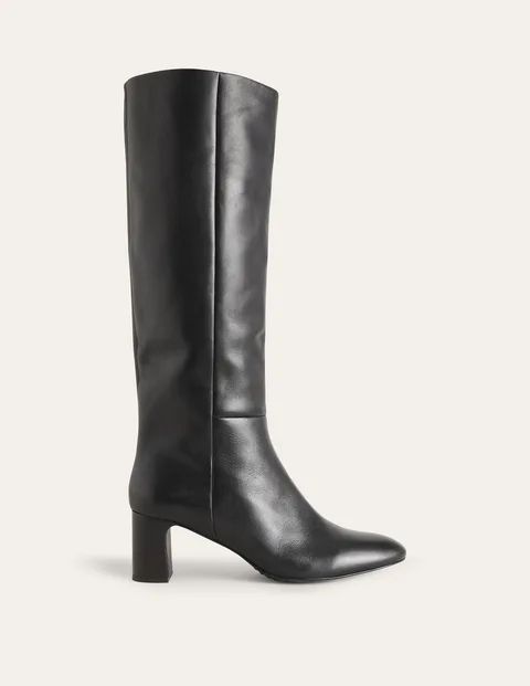Erica Knee High Leather Boots Black Women Boden, Black Leather