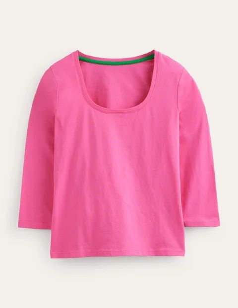 3/4 Sleeve Scoop Neck Top Pink Women Boden, Pink