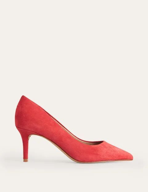 Lara Mid-Heeled Court Shoes Red Women Boden, Hot Pepper Red Suede