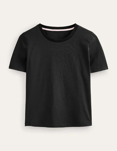 Pure Cotton Crew T-shirt Black Women Boden, Black