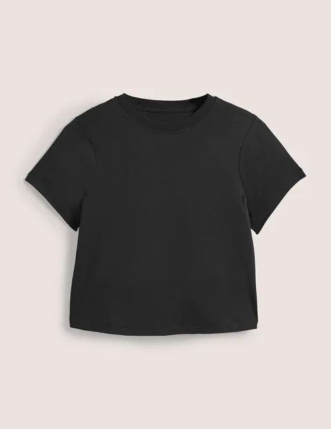 Perfect Cotton Cropped T-shirt Black Women Boden, Black