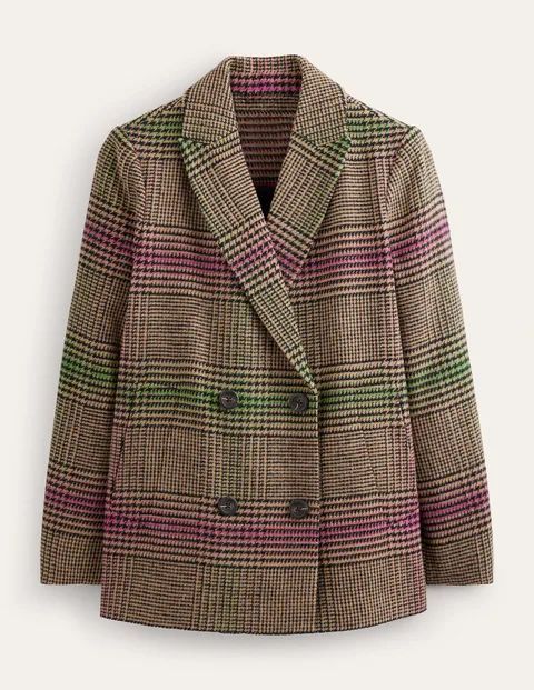 Double-Breasted Multied Coat Multi Women Boden, Check
