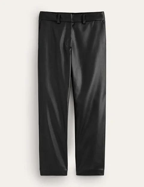 Tapered Faux-Leather Trousers Black Women Boden, Black