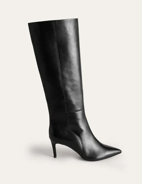 Pointed-Toe Knee-High Boots Black Women Boden, Black Leather