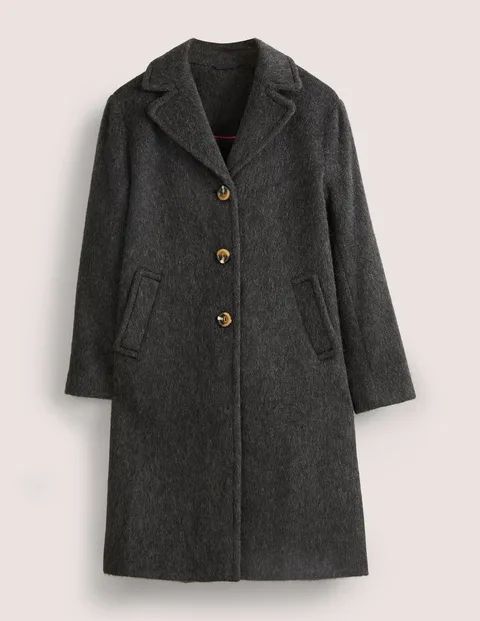Wool Blend Collared Coat Charcoal Women Boden, Charcoal