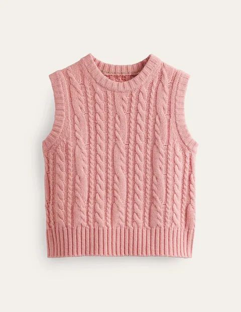 Cable Crew Neck Tank Pink Women Boden, Chalky Pink