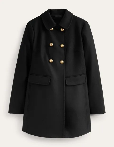 Double-Breasted Wool Coat Black Women Boden, Black