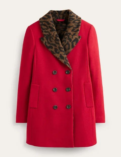 Double-Breasted Wool Coat Red Women Boden, Brilliant Red