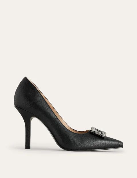 Jewelled Heeled Court Shoes Black Women Boden, Black Metallic