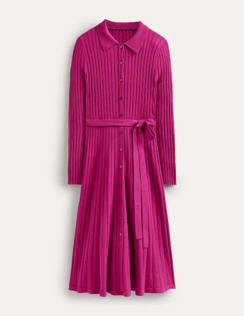 Rachel Knitted Shirt Dress Purple Women Boden, Vibrant Plum