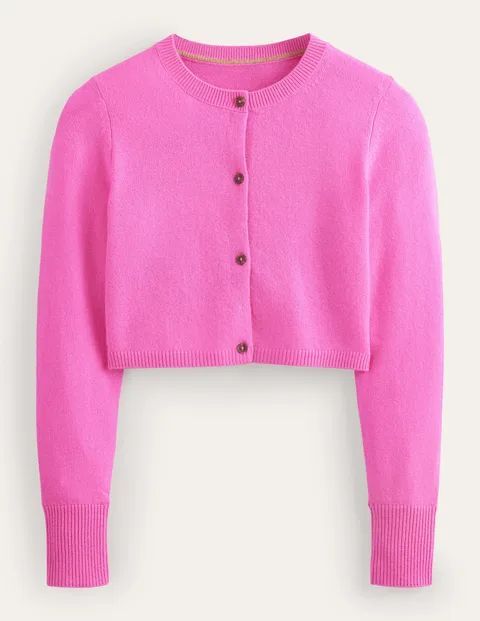 Cropped Cashmere Cardigan Pink Women Boden, Neon Pink