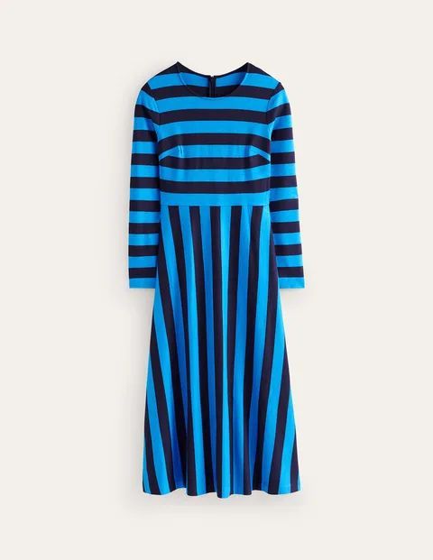 Stripe Jersey Midi Dress Blue Women Boden, Navy, Brilliant Blue Stripe