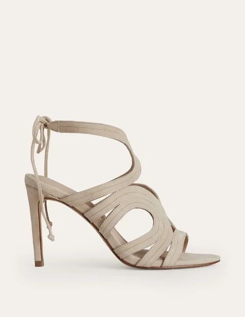 Cut Out Heeled Sandals Natural Women Boden, Oatmeal Suede