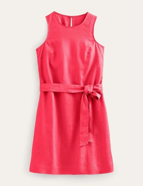 Sleeveless Linen Dress Pink Women Boden, Coral