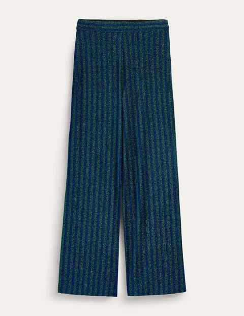 Jersey Metallic Trousers Blue Women Boden, Green / Navy Stripe