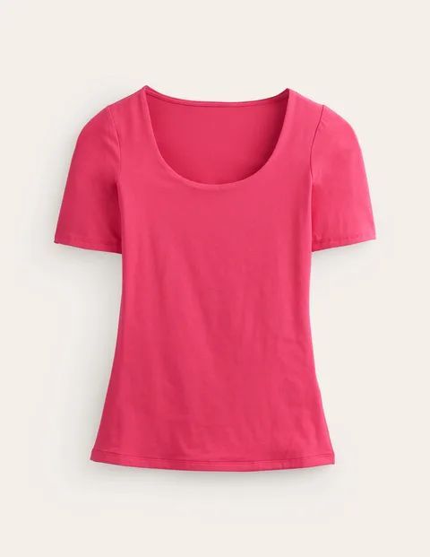 Double Layer Scoop T-shirt Pink Women Boden, Rethink Pink
