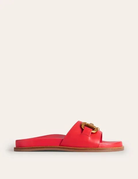 Iris Snaffle Slider Sandals Red Women Boden, Red Leather