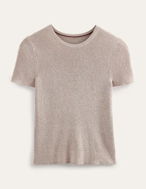 Cropped Sparkle-Knit T-Shirt Metallic Women Boden, Rope Sparkle