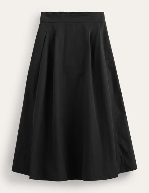 Taffeta Pull-on Midi Skirt Black Women Boden, BLACK