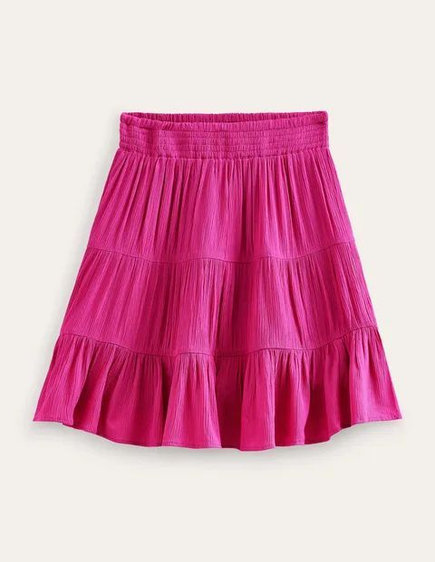 Crinkle Mini Skirt Pink Women Boden, PHLOX PINK