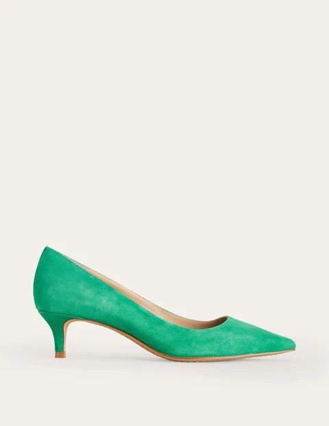 Lara Low-Heeled Court Shoes Green Women Boden, Green