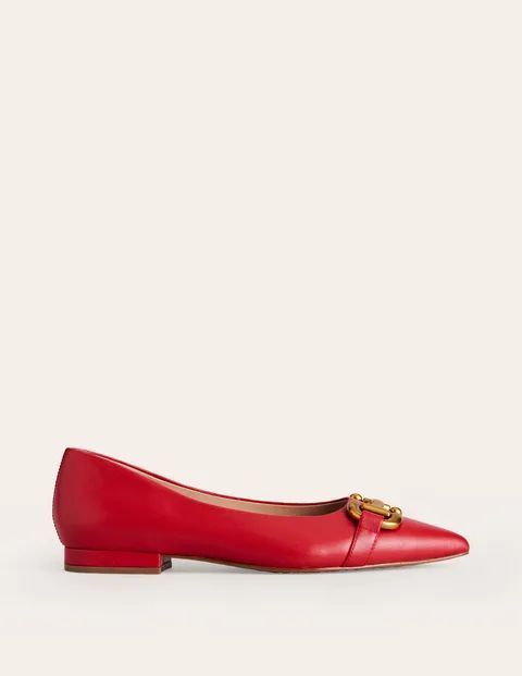 Iris Snaffle Ballet Flats Red Women Boden, Glazed Red Leather