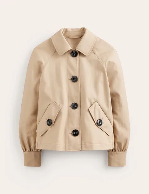 Cropped Trench Jacket Natural Women Boden, Neutral with Red Pop