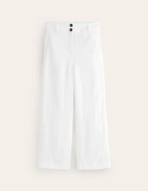 Westbourne Linen Crop Trousers White Women Boden, White