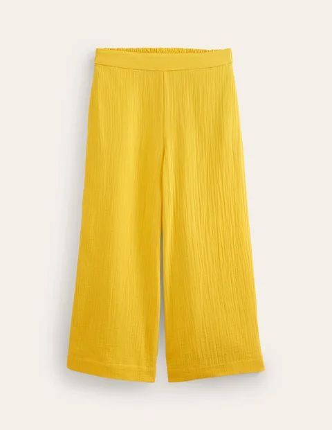 Double Cloth Cropped Trousers Yellow Women Boden, Passion Fruit