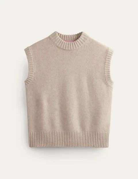 Chunky Cashmere Crew Neck Tank Natural Women Boden, Oatmeal