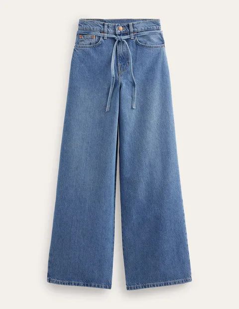 High Rise Slouch Wide Jeans Denim Women Boden, Mid Indigo