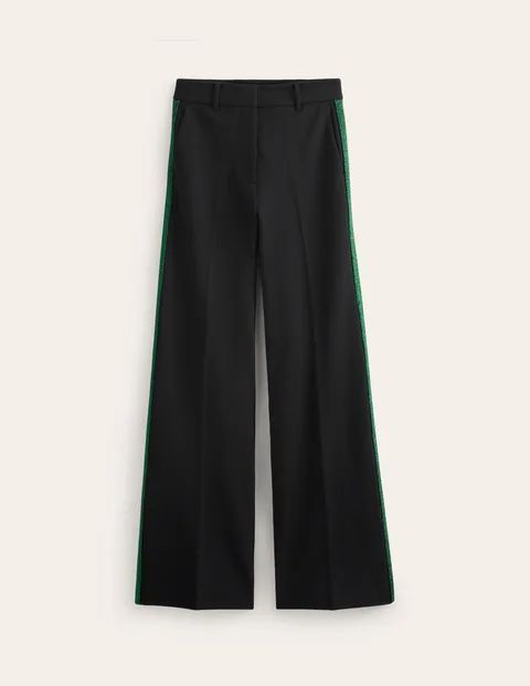 Westbourne Ponte Trousers Metallic Women Boden, Black with Metallic Stripe