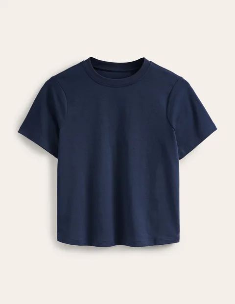 Perfect Cotton T-shirt Blue Women Boden, Navy