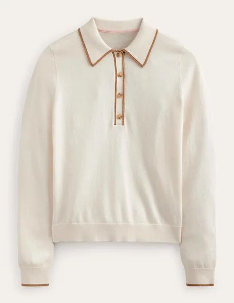 Merino Blend Henley Jumper White Women Boden, Warm Ivory