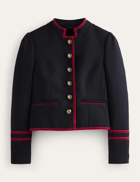 Cambridge Military Jacket Blue Women Boden, French Navy,Red Trim