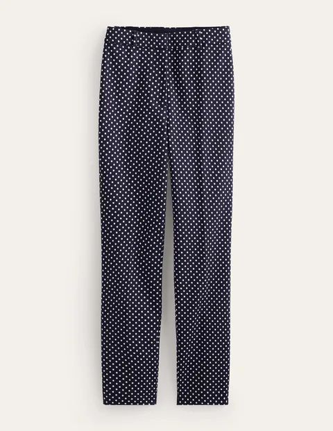 Highgate Printed Trousers Blue Women Boden, French Navy, Dotty