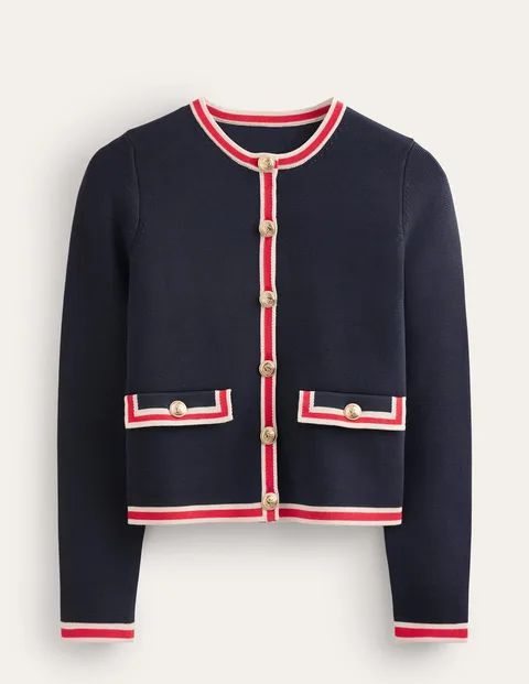 Holly Knitted Jacket Blue Women Boden, Navy
