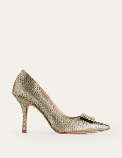 Jewelled Heeled Court Shoes Metallic Women Boden, Gold Metallic