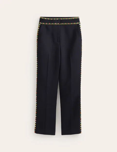Embroidered Icon Trouser Blue Women Boden, Navy
